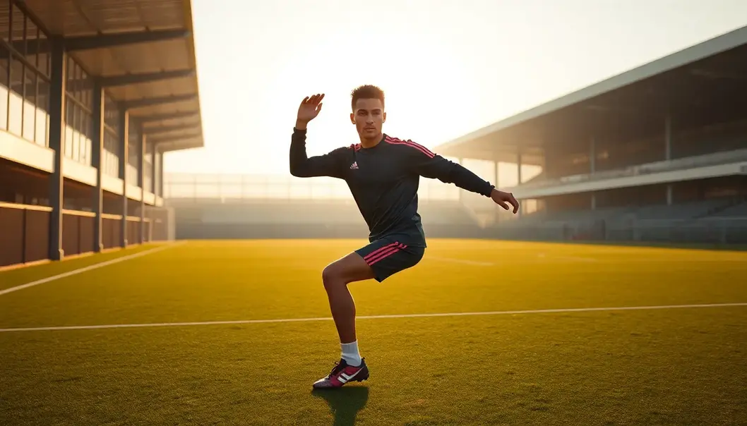 Morning rituals of a soccer star blending style with functionality.